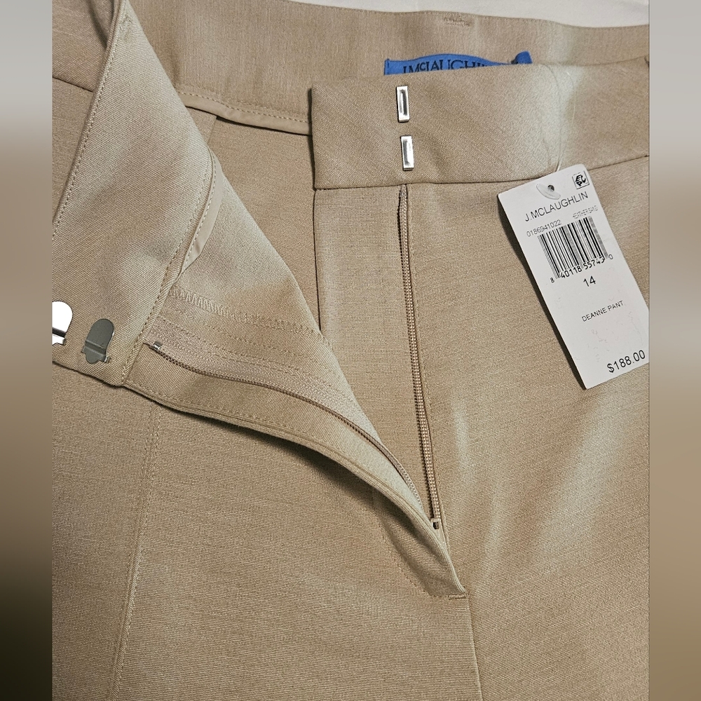 NWT J. McLaughlin Deanne Straight Leg Crop Pant: Color- Heather Sand: Size- 14 - Picture 7 of 15
